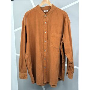 Uniqlo U Christophe Lemaire Corduroy Stand Collar Mens 3XL Wide Fit Shirt Cognac